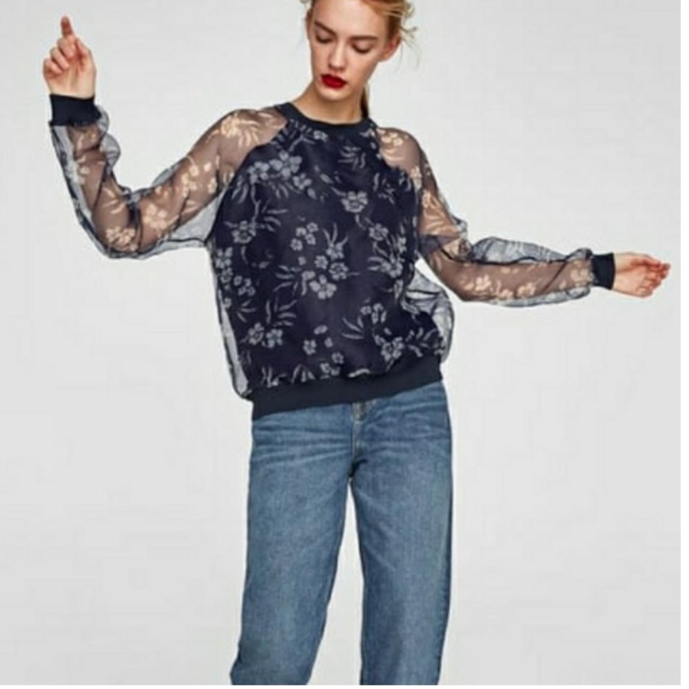 ZARA SHEER PRINTED TOP